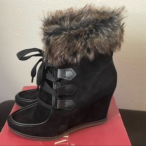 Merona Wedge Faux Fur Boots